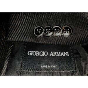 38R Black Label Giorgio Armani Black Tonal Silk wool Sport Coat Jacket Blazer
